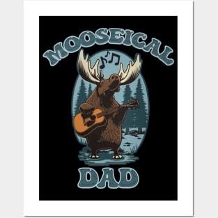 Mooseical - Musical Dad Moose with a Acoustic Guitar Posters and Art